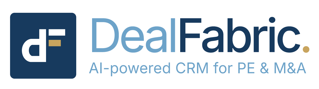DealFabric est une plateforme basée sur l'intelligence artificielle, spécialement conçue pour les équipes de capital-investissement et de fusions-acquisitions. Le logo de DealFabric véhicule ce sens.